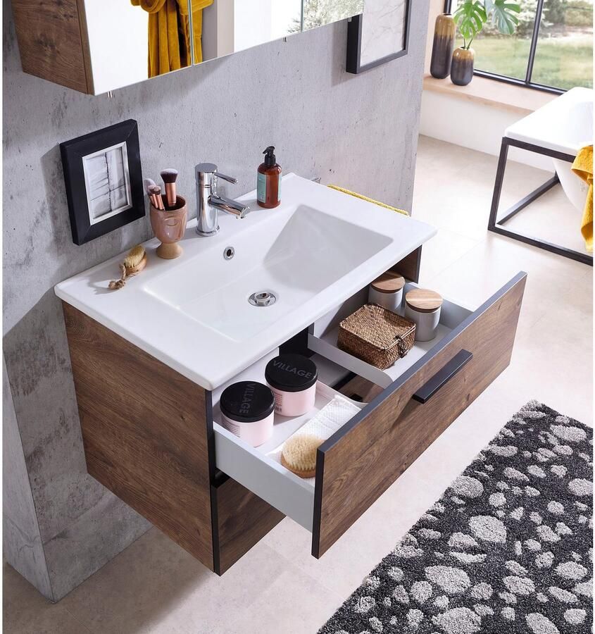 Saphir Badkamerserie Quickset keramische wastafel met onderkast 75 cm breed (1 stuk) - Foto 5