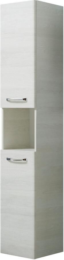 Saphir Badmeubelset Quickset 936 4-delig glazen wastafel en led-spiegelkast 2 hoge kasten eiken wit replica incl. deurdemper 9 deuren (set 4 stuks) - Foto 13