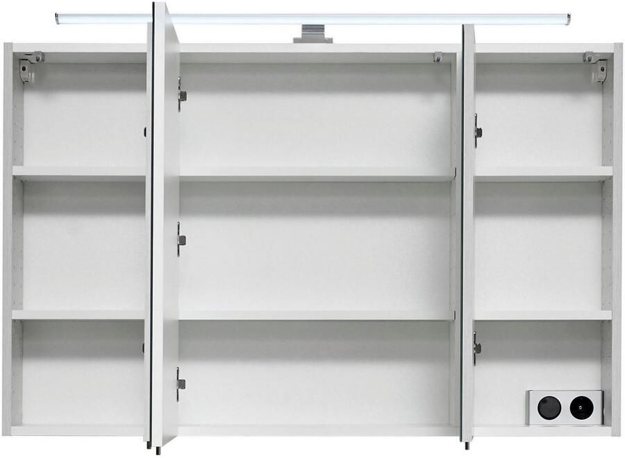 Saphir Badmeubelset Quickset 936 4-delig glazen wastafel en led-spiegelkast 2 hoge kasten eiken wit replica incl. deurdemper 9 deuren (set 4 stuks) - Foto 3