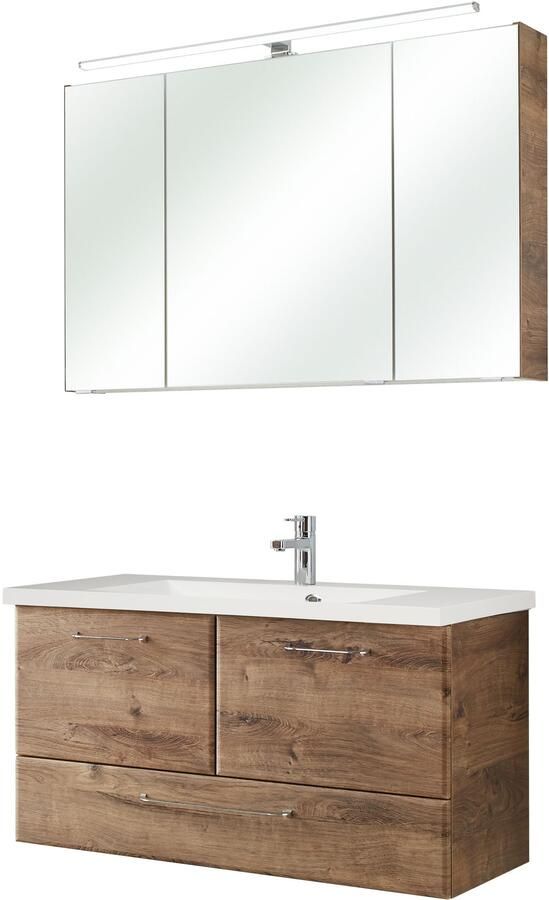 Saphir Badmeubelset Quickset 943 2-delig mineraalmarmere wastafel en LED-spiegelkast (set) - Foto 3