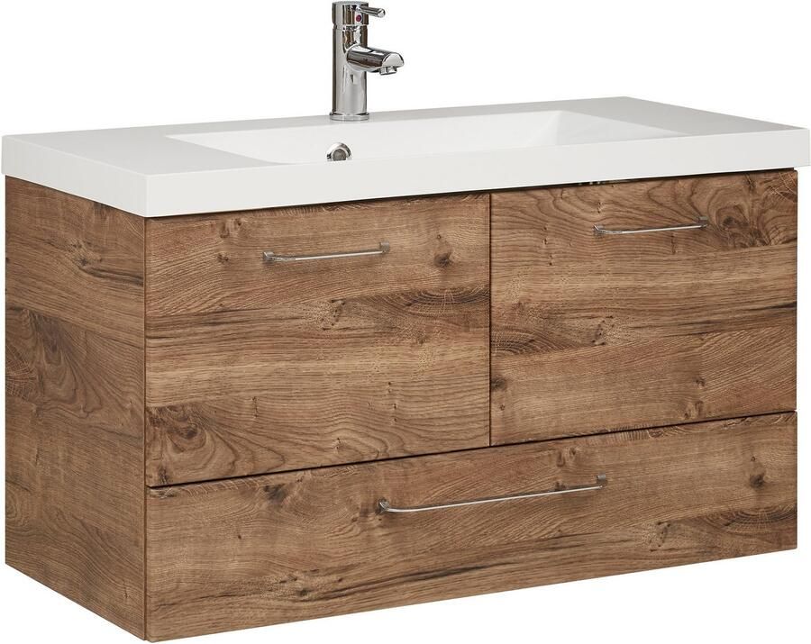 Saphir Badmeubelset Quickset 943 2-delig mineraalmarmere wastafel en LED-spiegelkast (set) - Foto 2