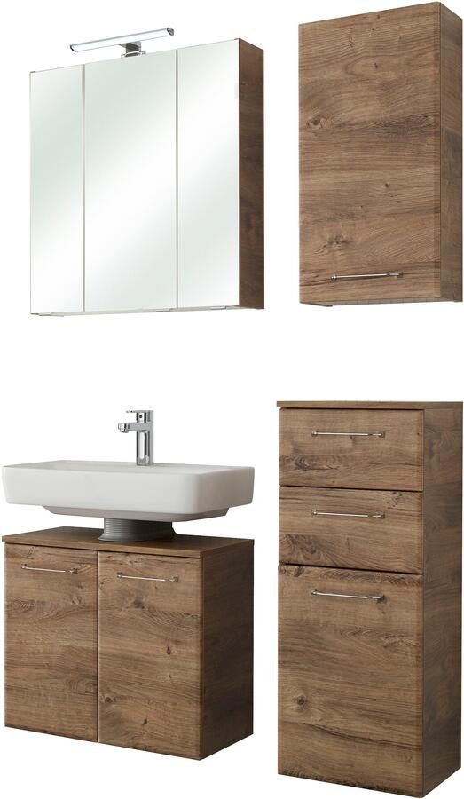 Saphir Badmeubelset Quickset 943 4-delig glazen wastafel en LED-spiegelkast Badmeubels zonder wastafel incl. deurdemper 7 deuren 2 lades (set 4 stuks) - Foto 16