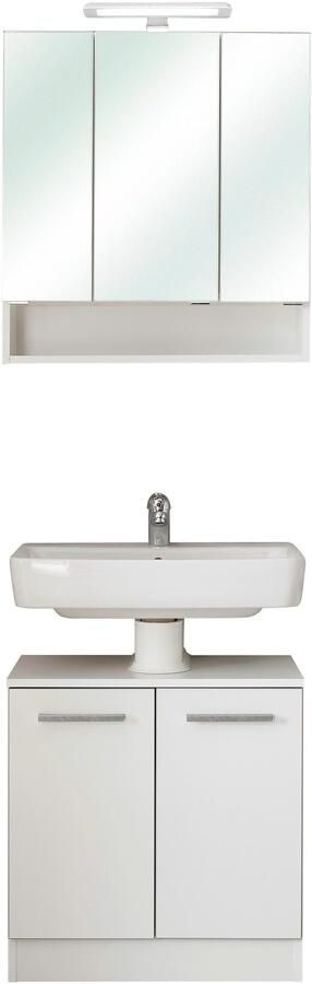 Saphir Badmeubelset Quickset 953 2-delig wastafelonderkast en led-spiegelkast in glanzend wit badkamermeubel inclusief deurdemper zonder wasbak 5 deuren (set) - Foto 7