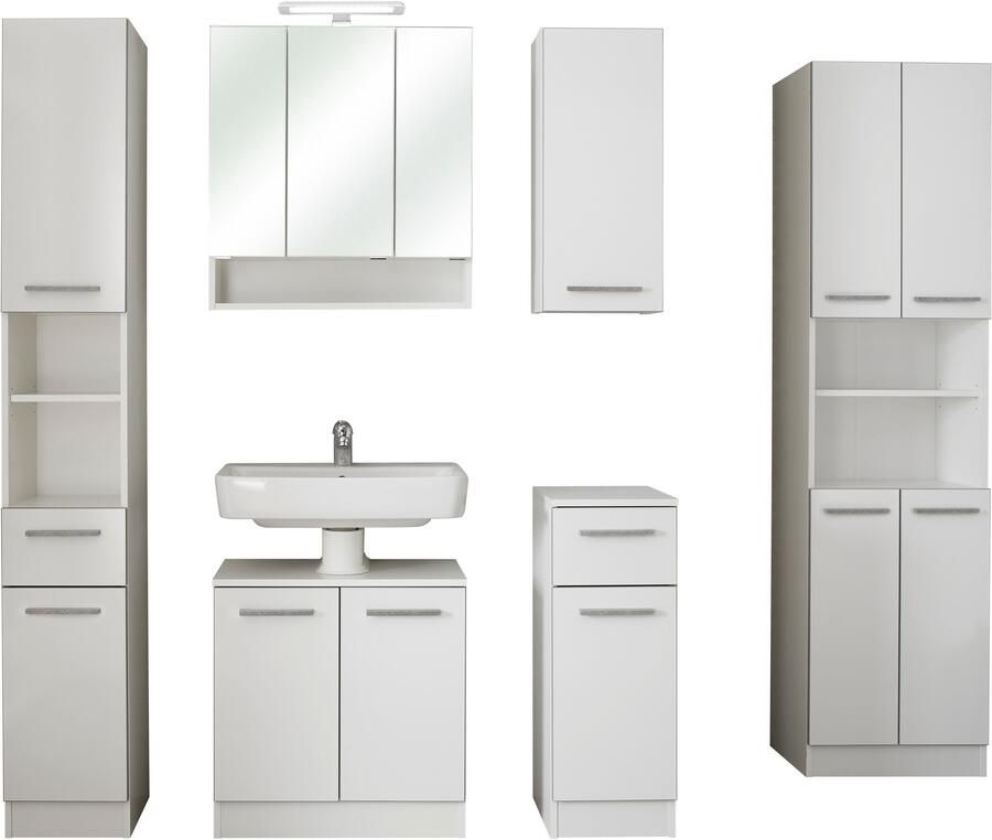 Saphir Badmeubelset Quickset 953 6-delig wastafelonderkast en led-spiegelkast in glanzend wit badkamermeubel inclusief deurdemper zonder wasbak 13 deuren (set 6 stuks) - Foto 12