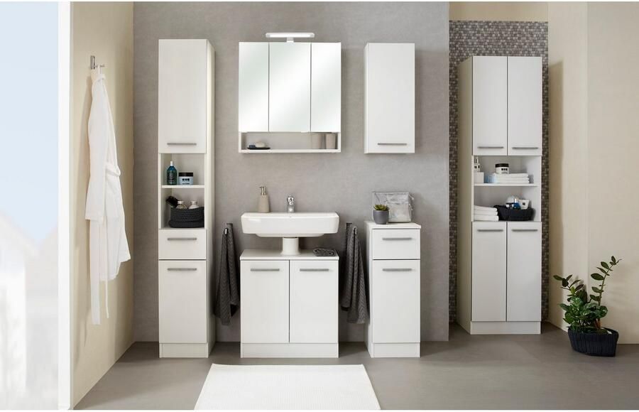 Saphir Badmeubelset Quickset 953 6-delig wastafelonderkast en led-spiegelkast in glanzend wit badkamermeubel inclusief deurdemper zonder wasbak 13 deuren (set 6 stuks) - Foto 6