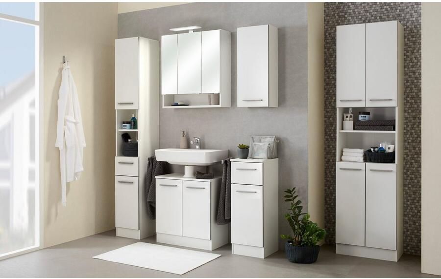 Saphir Badmeubelset Quickset 953 6-delig wastafelonderkast en led-spiegelkast in glanzend wit badkamermeubel inclusief deurdemper zonder wasbak 13 deuren (set 6 stuks) - Foto 7