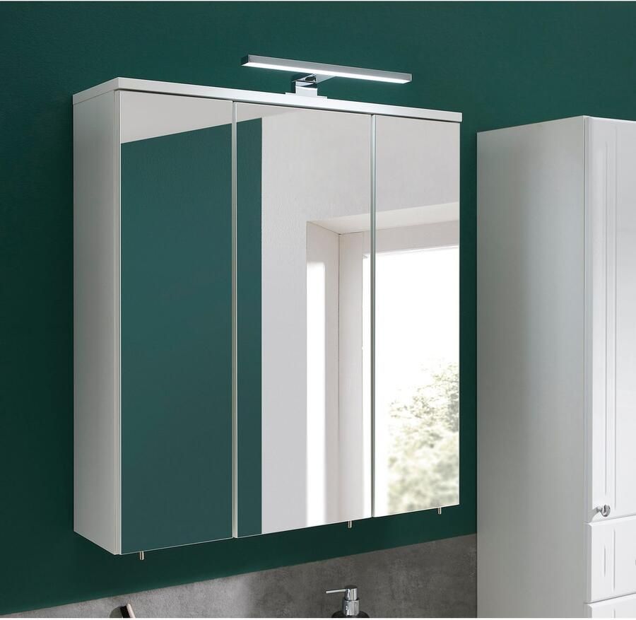 Saphir Badmeubelset Quickset 955 5-delig wastafelonderkast en led-spiegelkast in hoogglans-wit badkamermeubel zonder wasbak 9 deuren 3 laden (set 5 stuks)