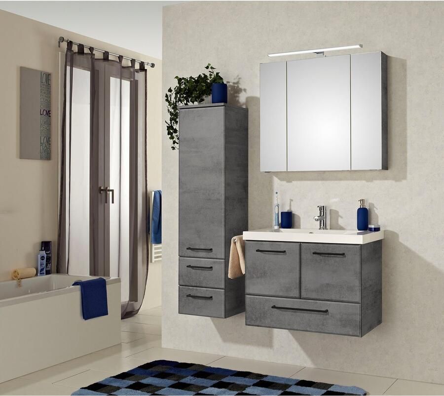 Saphir Badkamerserie Quickset 945 mineraalmarmeren wastafel met onderkast 74 cm breed Wastafelmeubel 2 deuren 1 lade inclusief deurdemper wastafelonderkast set (1 stuk) - Foto 4