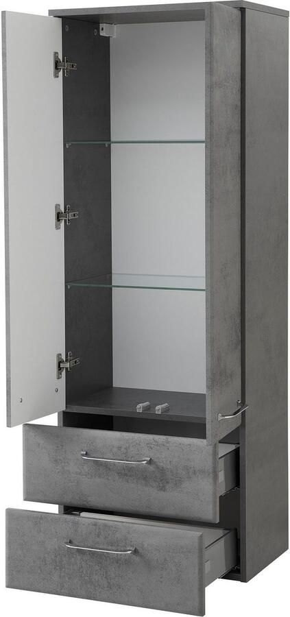 Saphir Halfhoge kast Quickset 945 badkamermeubel 50 cm breed 2 deuren 2 lades Badkamer-halfhoge kast inclusief deurdemper grepen in glanzend chroom - Foto 6