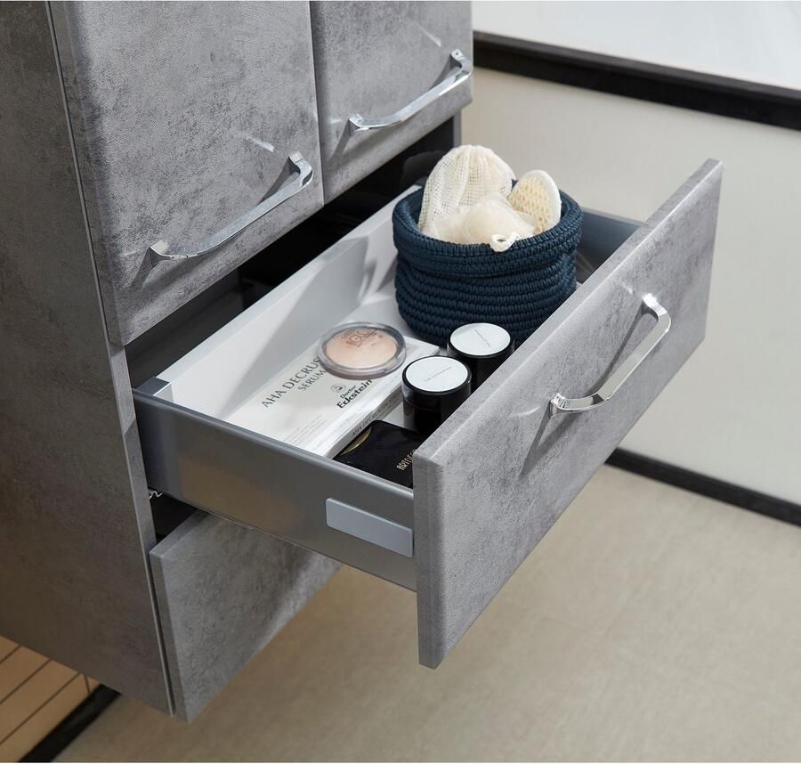 Saphir Halfhoge kast Quickset 945 badkamermeubel 50 cm breed 2 deuren 2 lades Badkamer-halfhoge kast inclusief deurdemper grepen in glanzend chroom - Foto 2