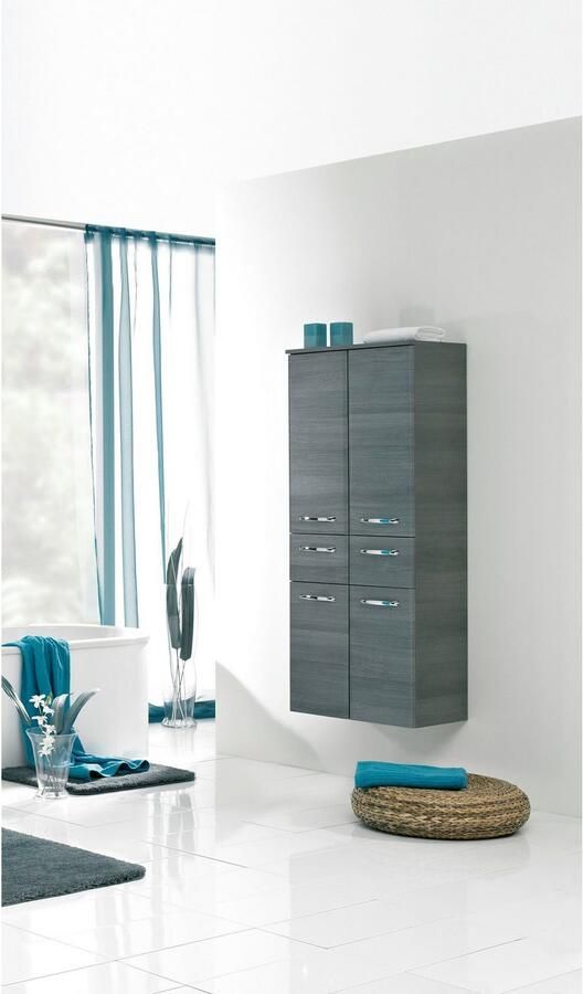 Saphir Halfhoge kast Quickset badkamerkast 60 cm breed 141 cm hoog met 4 deuren Badkamer-halfhoge kast inclusief deurdemper grepen in glanzend chroom - Foto 2