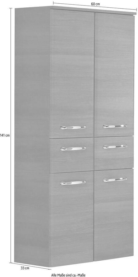 Saphir Halfhoge kast Quickset badkamerkast 60 cm breed 141 cm hoog met 4 deuren Badkamer-halfhoge kast inclusief deurdemper grepen in glanzend chroom - Foto 3