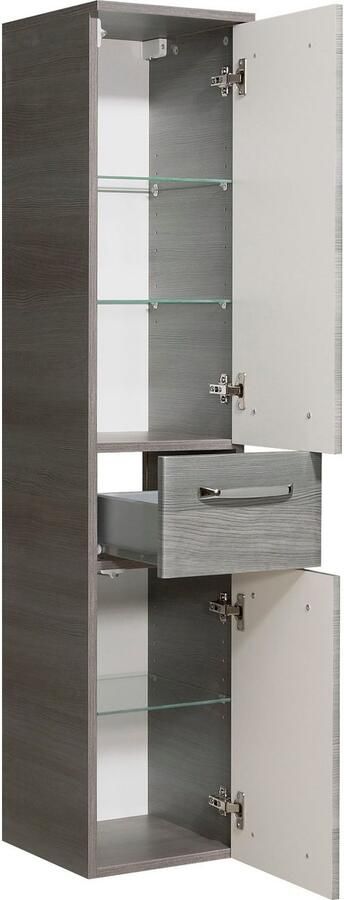 Saphir Halfhoge kast Quickset badkamermeubel 30 cm breed 2 deuren 1 lade 3 planken Badkamer-halfhoge kast inclusief deurdemper grepen in glanzend chroom - Foto 8