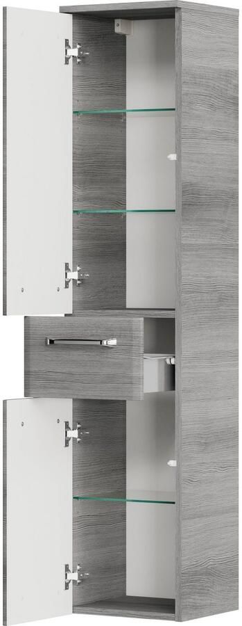 Saphir Halfhoge kast Quickset badkamermeubel 30 cm breed 2 deuren 1 lade 3 planken Badkamer-halfhoge kast inclusief deurdemper grepen in glanzend chroom - Foto 7