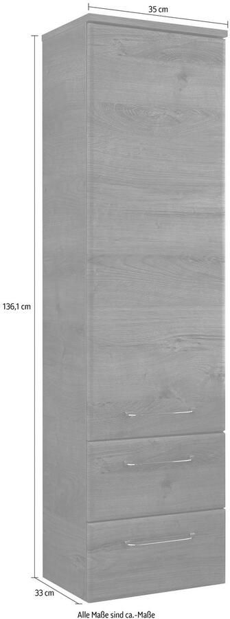 Saphir Halfhoge kast Quickset badkamermeubel 35 cm breed 1 deur 2 laden 2 planken Badkamer-halfhoge kast inclusief deurdemper grepen in glanzend chroom - Foto 3