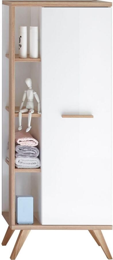 Saphir Halfhoge kast Quickset badkamermeubel 50 5 cm breed 1 deur zijplanken Badkamer-halfhoge kast inclusief deurdemper grepen in hout - Foto 5