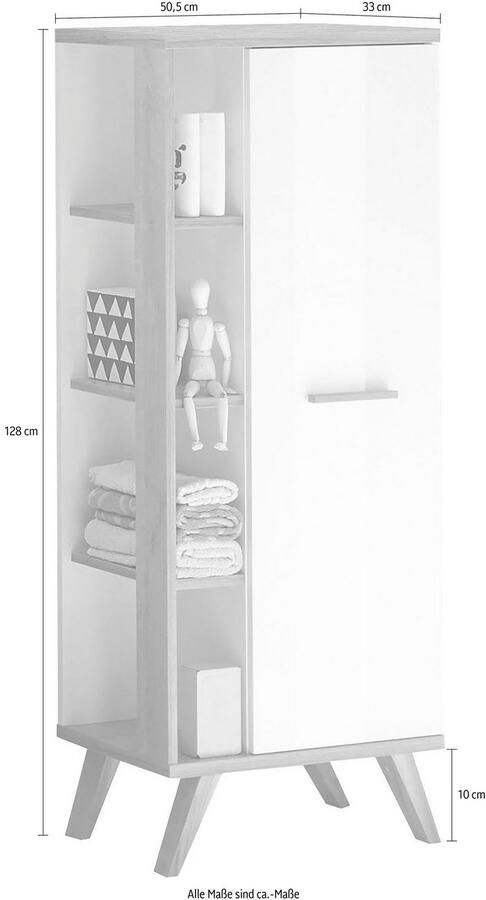 Saphir Halfhoge kast Quickset badkamermeubel 50 5 cm breed 1 deur zijplanken Badkamer-halfhoge kast inclusief deurdemper grepen in hout - Foto 4