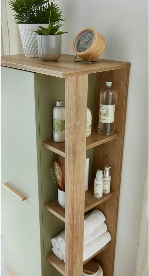 Saphir Halfhoge kast Quickset badkamermeubel 50 5 cm breed 1 deur zijplanken Badkamer-halfhoge kast inclusief deurdemper grepen in hout - Foto 6