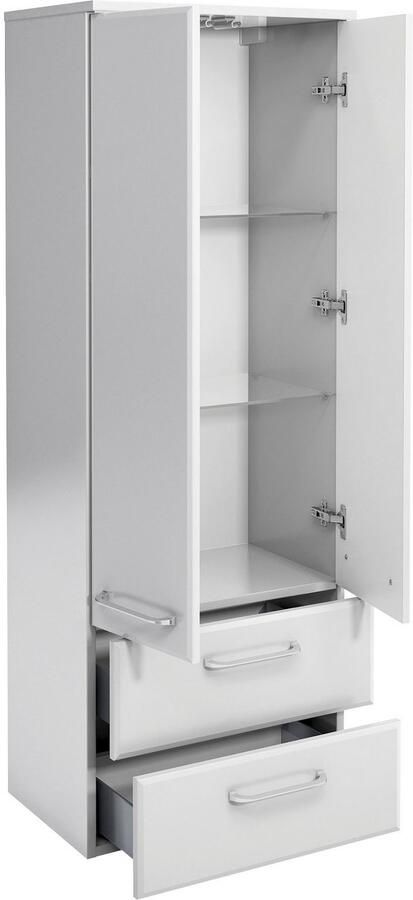 Saphir Halfhoge kast Quickset badkamermeubel 50 cm breed 2 deuren 2 laden 2 planken Badkamer-halfhoge kast inclusief deurdemper grepen in glanzend chroom - Foto 4