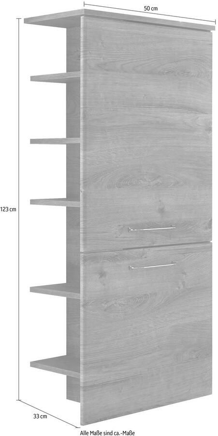 Saphir Halfhoge kast Quickset badkamermeubel 50 cm breed 2 deuren zijplanken Badkamer-halfhoge kast inclusief deurdemper grepen in glanzend chroom - Foto 4