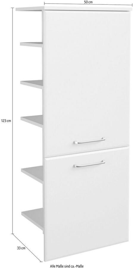 Saphir Halfhoge kast Quickset badkamermeubel 50 cm breed 2 deuren zijplanken Badkamer-halfhoge kast inclusief deurdemper grepen in glanzend chroom - Foto 4