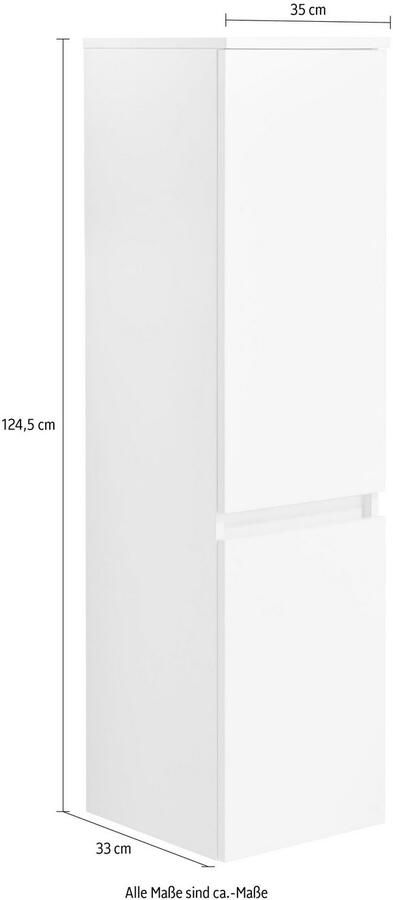 Saphir Halfhoge kast Quickset badkast in wit glans met 2 deuren 3 glazen legplanken inclusief deurdemper 35 cm breed 124 5 cm hoog grepless wandbevestiging - Foto 4