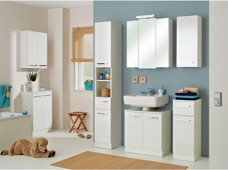 Saphir Hoge kast Quickset 335 Badkamermeubel 30 cm breed 2 deuren 1 nis 1 lade