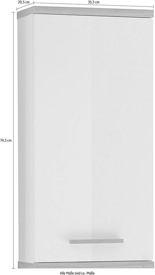 Saphir Hangend kastje Quickset badkamerkast 35 5 cm breed met 1 deur en 2 glazen legplanken - Foto 4