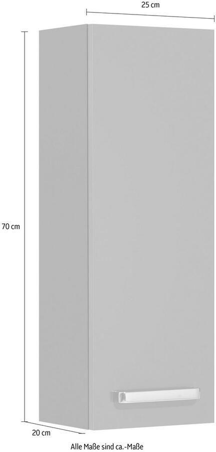 Saphir Hangend kastje Quickset wand-badkast 25 cm breed met 1 deur en 2 legplanken Badkamer-hangend kastje inclusief deurdemper grepen in glanzend chroom - Foto 3