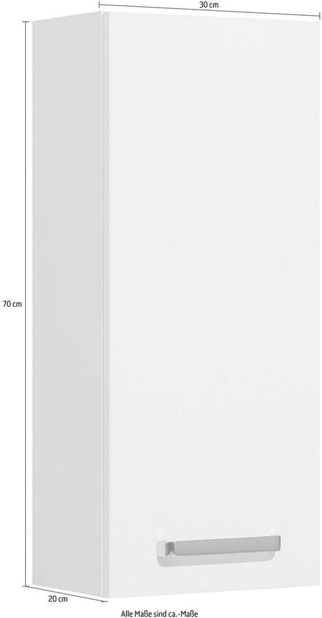 Saphir Hangend kastje Quickset wand-badkast 25 cm breed met 1 deur en 2 legplanken Badkamer-hangend kastje inclusief deurdemper grepen in glanzend chroom - Foto 3