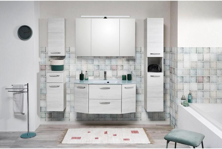 Saphir Hoge kast Quickset badkamermeubel 30 cm breed 2 deuren 1 nis 3 planken Hoge badkamerkast inclusief deurdemper grepen in glanzend chroom - Foto 3