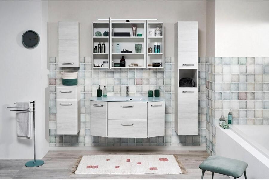 Saphir Hoge kast Quickset badkamermeubel 30 cm breed 2 deuren 1 nis 3 planken Hoge badkamerkast inclusief deurdemper grepen in glanzend chroom - Foto 7