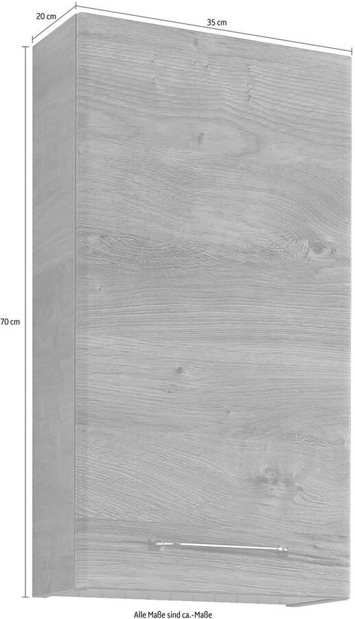 Saphir Hangend kastje Quickset wand-badkast 35 cm breed met 1 deur 2 legplanken Badkamer-hangend kastje inclusief deurdemper grepen in glanzend chroom - Foto 3