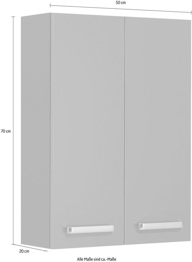 Saphir Hangend kastje Quickset wand-badkast 50 cm breed met 2 deuren en 2 legplanken Badkamer-hangend kastje inclusief deurdemper grepen in glanzend chroom - Foto 2