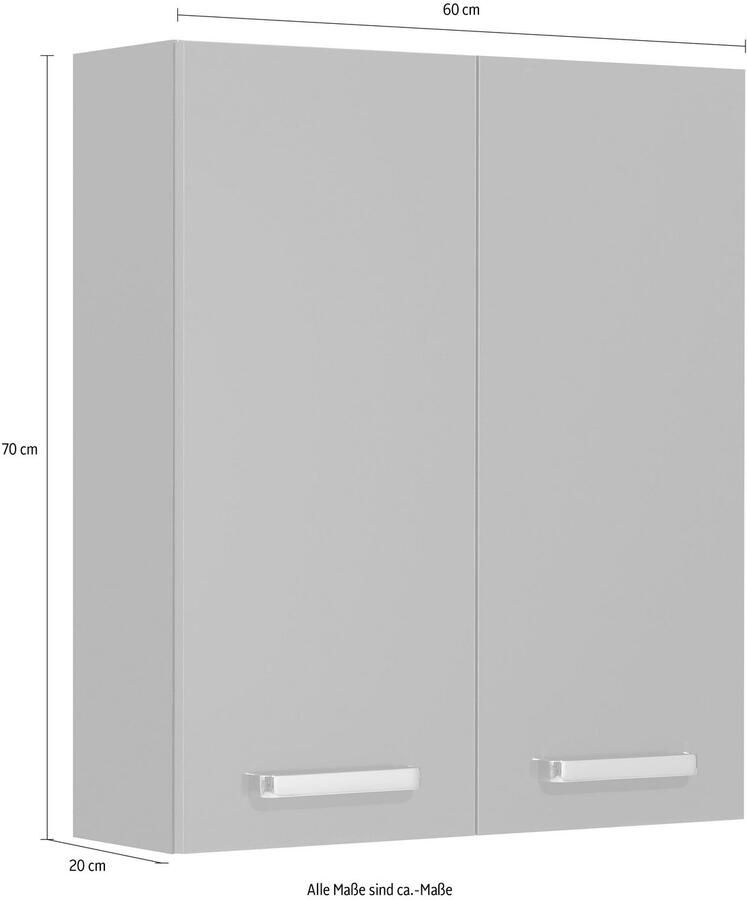 Saphir Hangend kastje Quickset wand-badkast 60 cm breed met 2 deuren en 2 legplanken Badkamer-hangend kastje inclusief deurdemper grepen in glanzend chroom - Foto 2