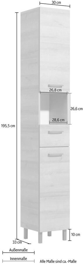 Saphir Hoge kast Quickset 919 Badkamermeubel 30 cm breed 2 deuren nis 1 lade - Foto 5