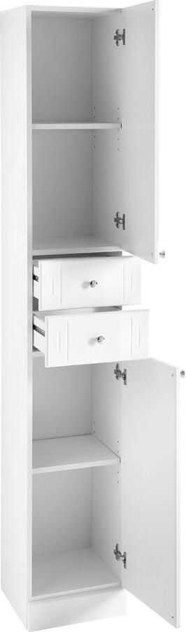 Saphir Hoge kast Quickset 955 Badkamermeubel 32 5 cm breed 2 deuren 2 laden Hoge badkamerkast inclusief deurdemper grepen in glanzend chroom - Foto 3