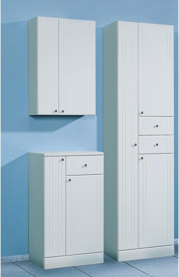 Saphir Hoge kast Quickset 955 Badkamermeubel 50 cm breed 3 deuren 2 laden Hoge badkamerkast inclusief deurdemper grepen in glanzend chroom - Foto 3