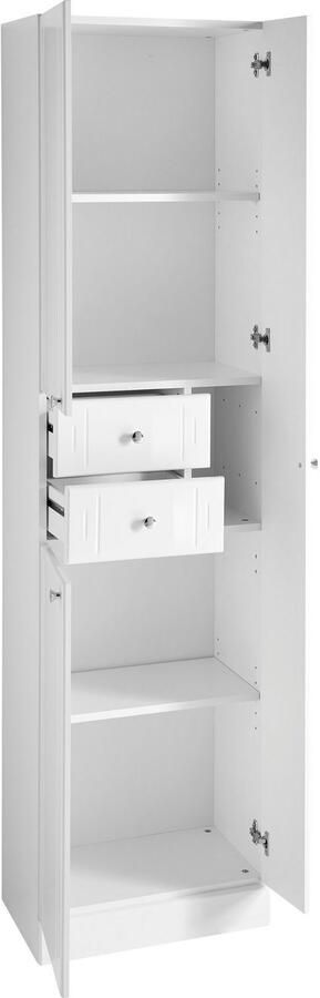 Saphir Hoge kast Quickset 955 Badkamermeubel 50 cm breed 3 deuren 2 laden Hoge badkamerkast inclusief deurdemper grepen in glanzend chroom - Foto 5