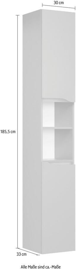 Saphir Hoge kast Quickset badkamermeubel 30 cm breed 2 deuren 1 nis 2 planken - Foto 3