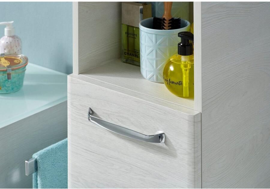 Saphir Hoge kast Quickset badkamermeubel 30 cm breed 2 deuren 1 nis 3 planken Hoge badkamerkast inclusief deurdemper grepen in glanzend chroom - Foto 2