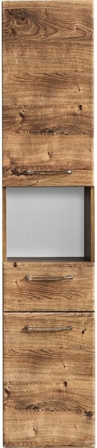 Saphir Hoge kast Quickset badkamermeubel 35 cm breed 2 deuren 1 nis 1 lade Hoge badkamerkast inclusief deurdemper grepen in glanzend chroom - Foto 2