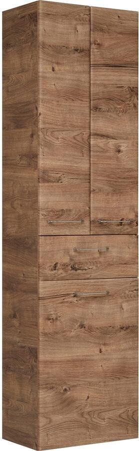 Saphir Hoge kast Quickset badkamermeubel 50 cm breed 2 deuren 1 lade 1 waslade Hoge badkamerkast inclusief deurdemper grepen in glanzend chroom - Foto 2