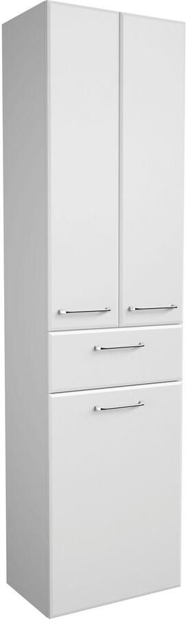 Saphir Hoge kast Quickset badkamermeubel 50 cm breed 2 deuren 1 lade 1 waslade Hoge badkamerkast inclusief deurdemper grepen in glanzend chroom - Foto 7