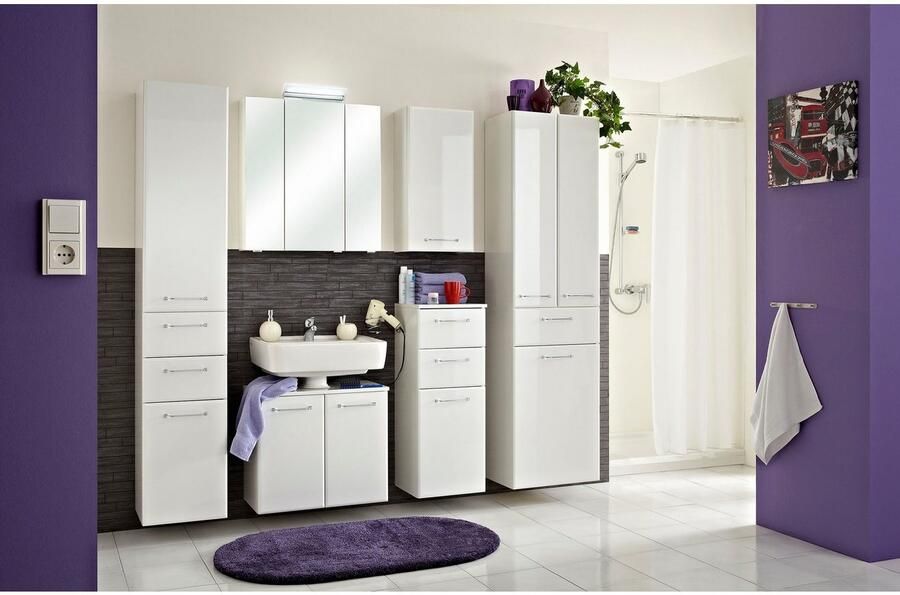 Saphir Hangend kastje Quickset wand-badkast 35 cm breed met 1 deur 2 legplanken Badkamer-hangend kastje inclusief deurdemper grepen in glanzend chroom - Foto 4
