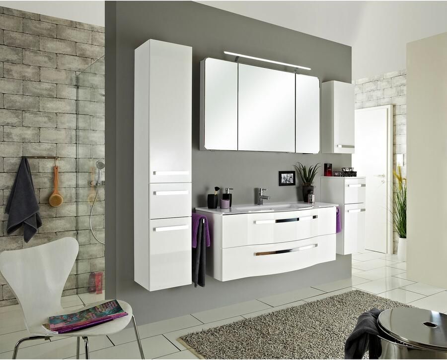 Saphir Hoge kast Serie 4005 badkamerkast 30 cm breed met 2 deuren en 1 lade