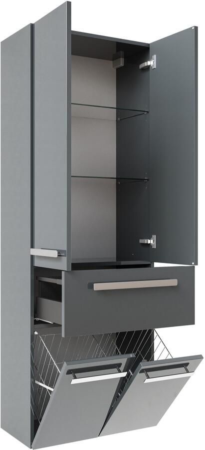 Saphir Hoge kast Serie 4005 badkamerkast 60 cm breed met 2 deuren en 1 lade - Foto 6