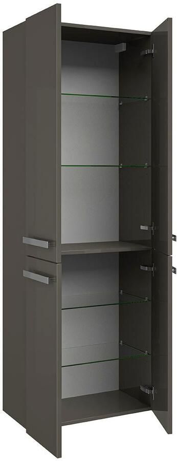 Saphir Hoge kast Serie 4005 badkamerkast 60 cm breed met 4 deuren 4 glazen planken - Foto 2