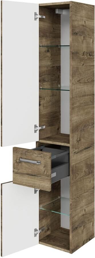 Saphir Hoge kast Serie 4010 badkamerkast 30 cm breed met 2 deuren en 1 lade - Foto 4
