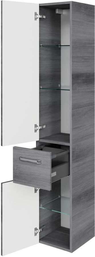 Saphir Hoge kast Serie 4010 badkamerkast 30 cm breed met 2 deuren en 1 lade - Foto 4